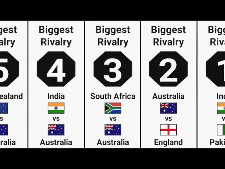 Biggest Rivalries in Cricket History featuring India vs Pakistan, Ashes, and Australia vs India legendary cricket clashes