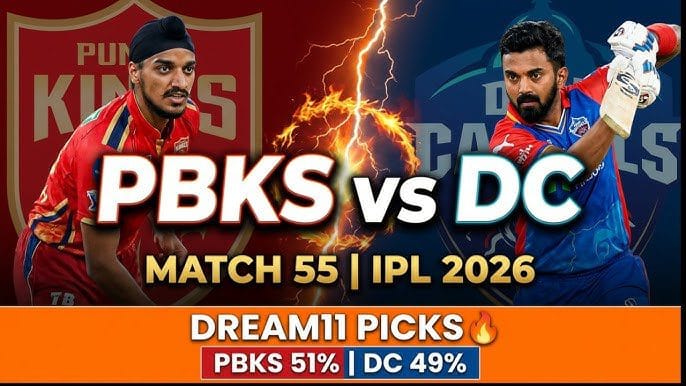 PBKS vs DC Dream11 Prediction 2026 IPL Match 55 Fantasy Team Tips