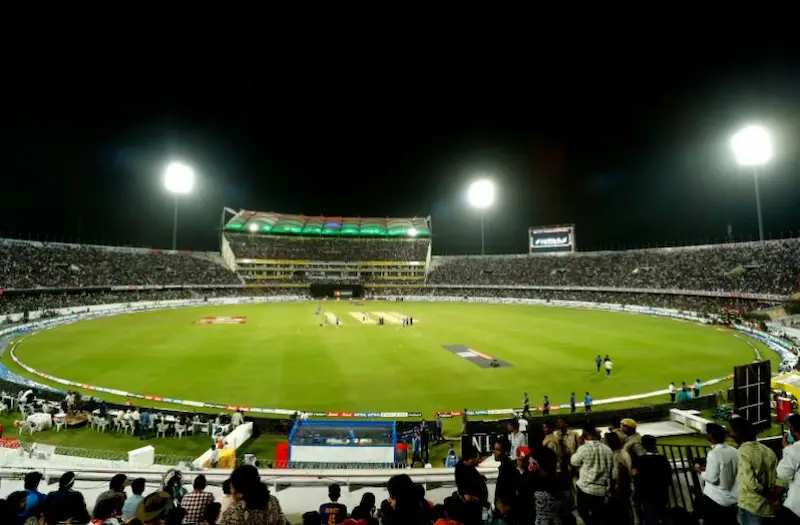 Beautiful cricket stadiums in India featuring HPCA Stadium Dharamshala, Eden Gardens Kolkata, Wankhede Stadium Mumbai, and Narendra Modi Stadium, Ahmedabad
