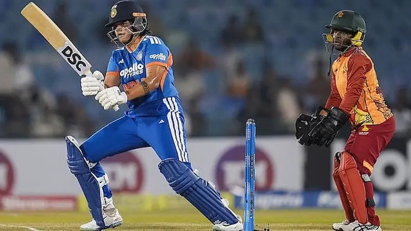 Shafali Verma playing an attacking cricket shot